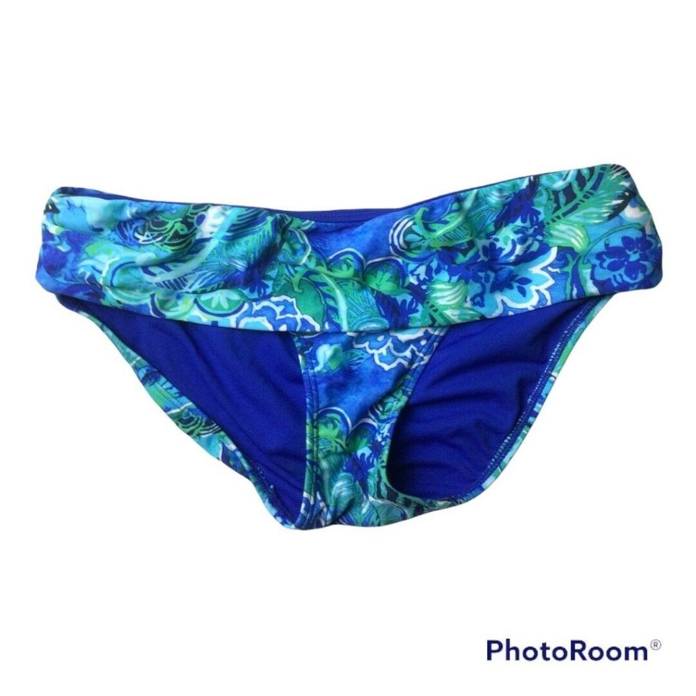 3/$10*Lauren Ralph Lauren Swim Suit Bikini Hipster Bottom Blue Green Lined  Sz 4